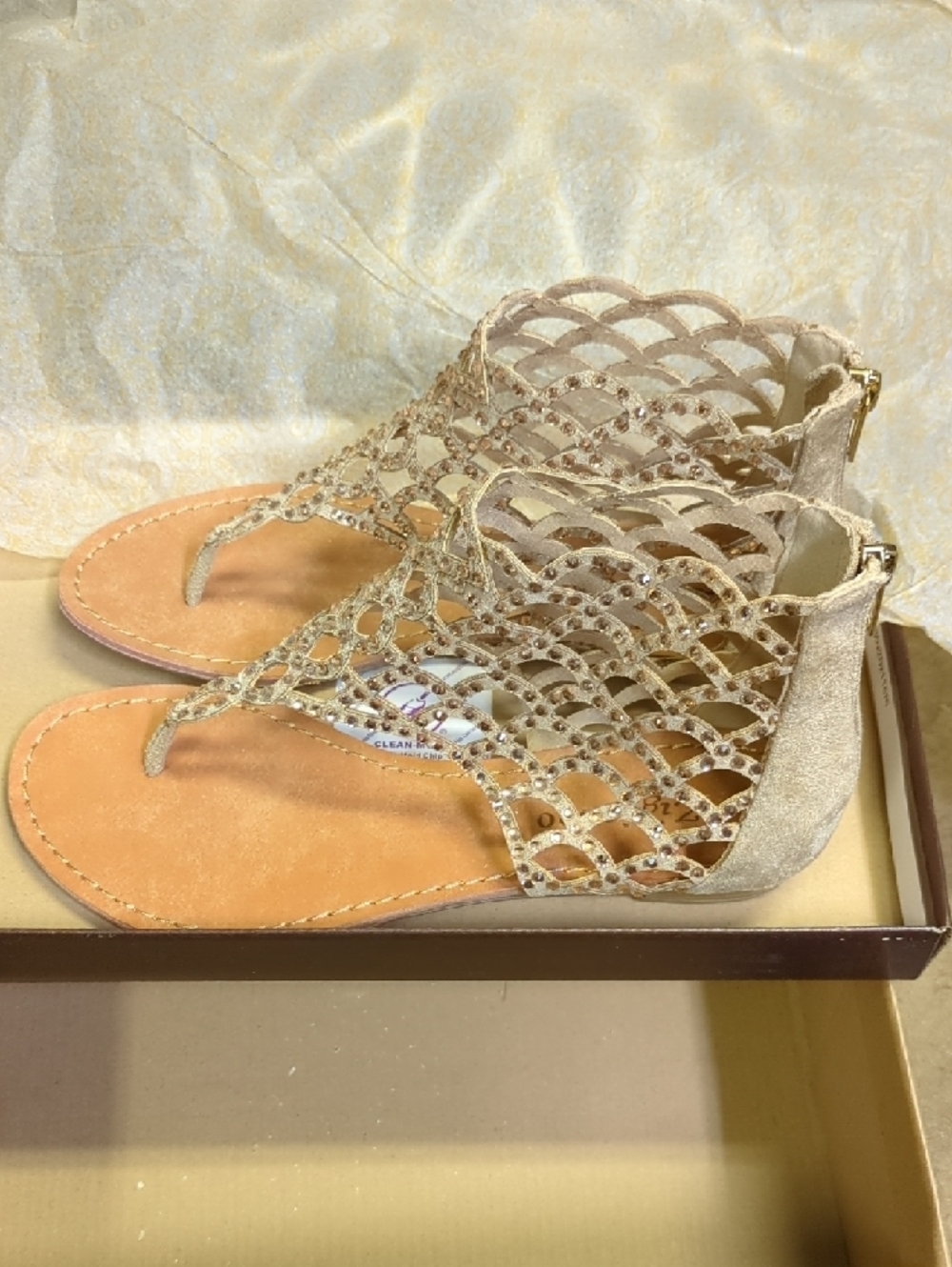 Zigi Soho Gold Embellished Cutout Gladiator Sandals - Picture 4 of 6